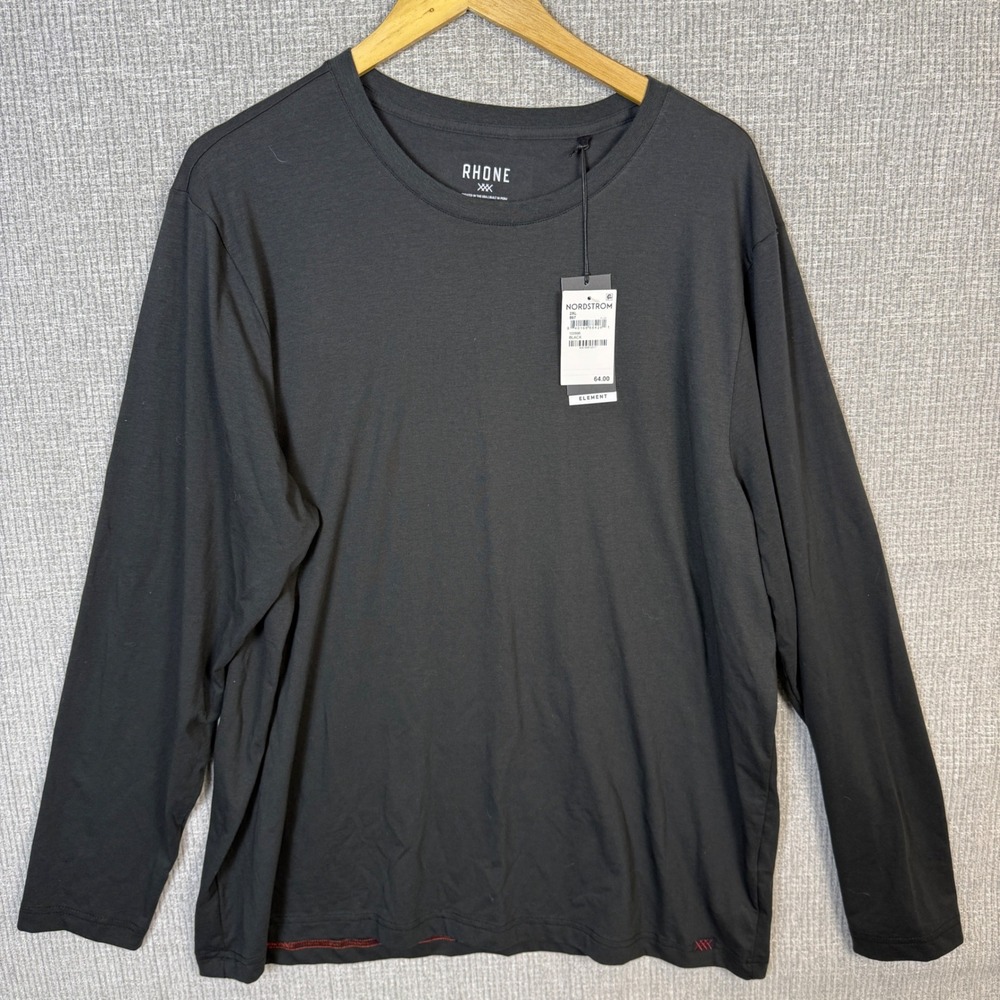 Rhone Element Long Sleeve Crew Neck Anti-Odor Tee Shirt Sz XXL 2XL Gray‎